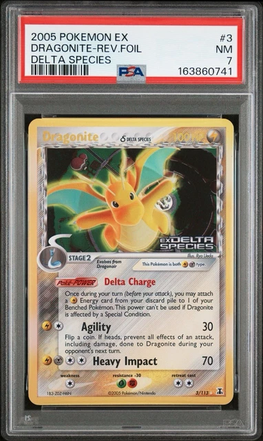 2005 Pokemon EX Delta Species Dragonite Rev Foil PSA 7