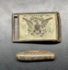 Civil War Union Cavalry Officers Sword Belt Plate + Catch Folding Pocket Knife