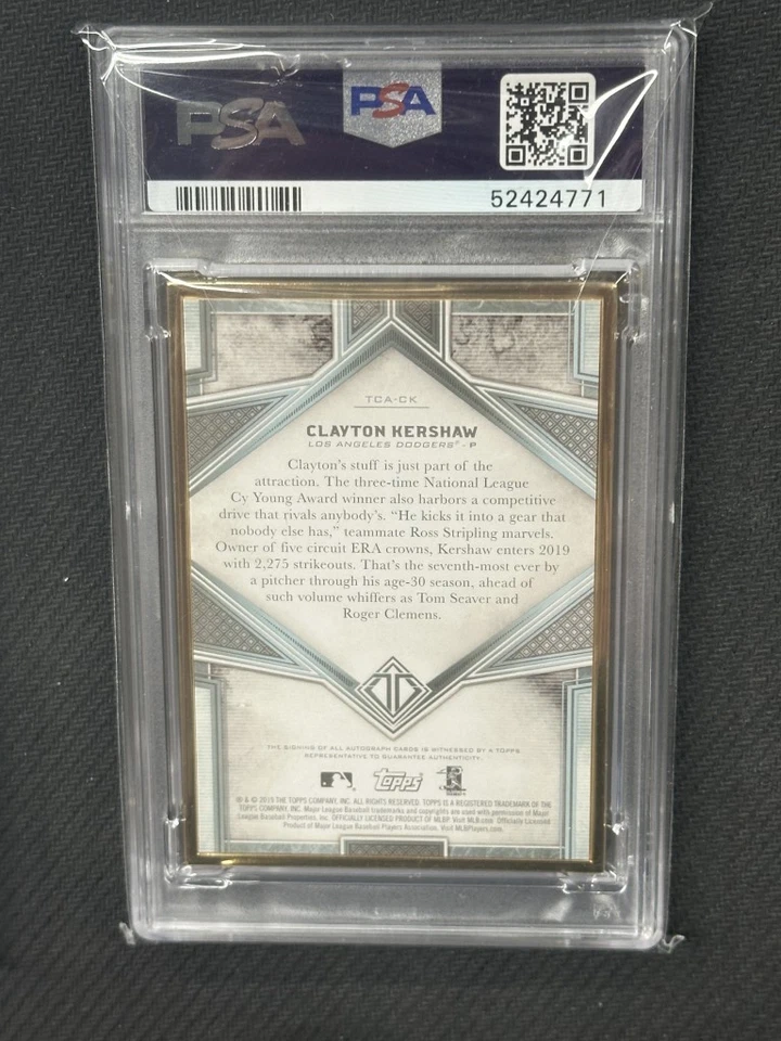 Clayton Kershaw 2019 Topps Transcendent Platinum Framed Auto PSA 10 #CK 1/1 - Image 2 of 2