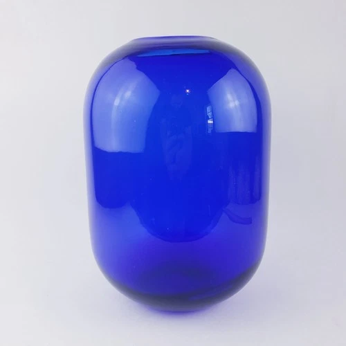 HTF Large Blenko Pill Vase Don Shepherd MCM Cobalt Sapphire Blue Art Glass 8016L