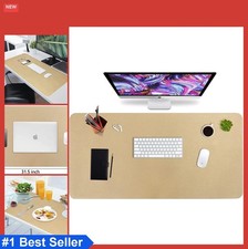 Desk Pad 31.5x15.8 Inch Faux Leather Waterproof Office Desk Protector Mat Gold