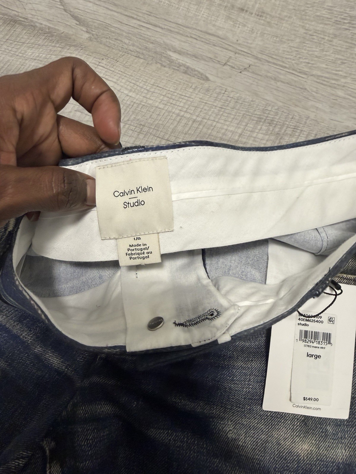 Rare!! Calvin Klein STUDIO Jeans Large Made In Portugal 3D Printed New $549 L image 5