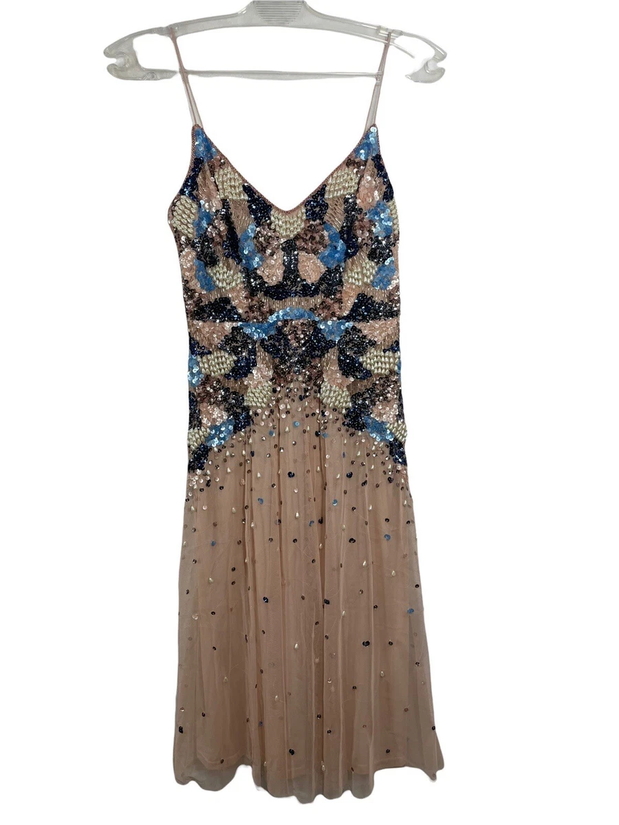 chiffon beaded maxi dress Aidan Mattox MD1E207643 - Tea-Length Mesh Sheath Dress