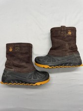 UGG AUSTRALIA Evertt Suede Duck Boot Youth Sz 4 Brown Shearling Lining Read