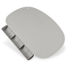 Silicone Placemat With Food Catching Pockets Non-Slip Raised Edges Light Gray