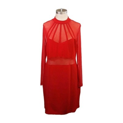 Iris Sheer Red Bodycon Dress Size 2X Cocktail Holiday Party