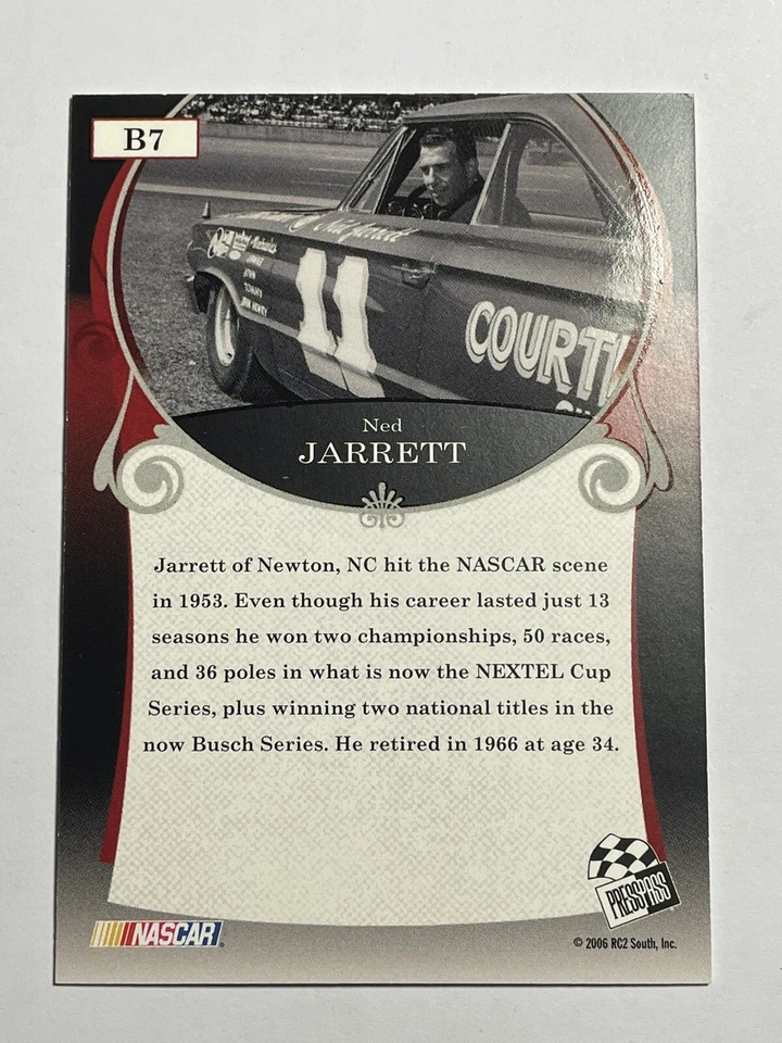 HOF'er NED JARRETT 2006 Press Pass Legends BLUE PARALLEL INSERT #d/1999 Card #B7 - Image 3 of 3