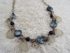 Beach Glass Blue Shell Necklace C29