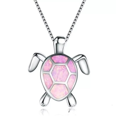 #ad Pink amp; Silver Shiny Turtle Necklace $11.99