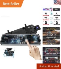 10-Inch Dual 1080P Mirror Dash Cam with Night Vision  Parking Assist Technology