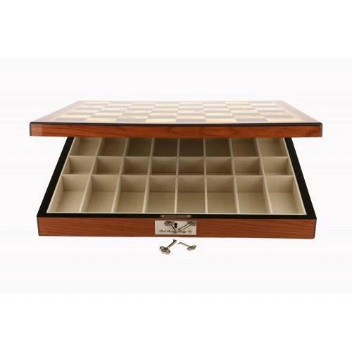 DAL ROSSI ITALY CHESS SET COPPER & BRONZE SHINY WALNUT FINISH BOX 50 CM