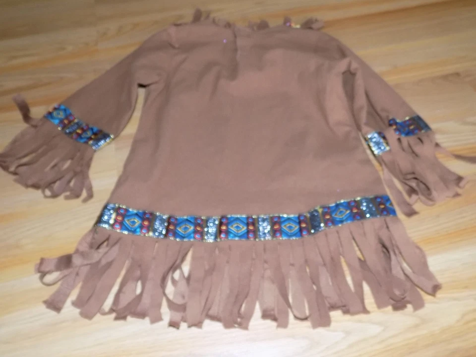 Vestido Disfraz Halloween Indio Nativo Americano 3-4T Niño Pequeño Talla Grande Usado en Excelente Condición Foto 4 de 4