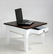 Massivholz Couchtisch 65x65cm weiß NEU Beistelltisch mit schublade braun nußbaum