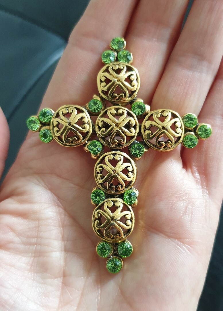 Broche Pendentif Croix René Gouin - Bijou Occasion En Or - Magnifique Pièce Vintage