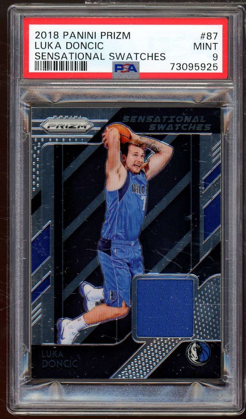 Luka Doncic Rookie Card 2018-19 Panini Prizm Sensational Swatches #87 PSA 9