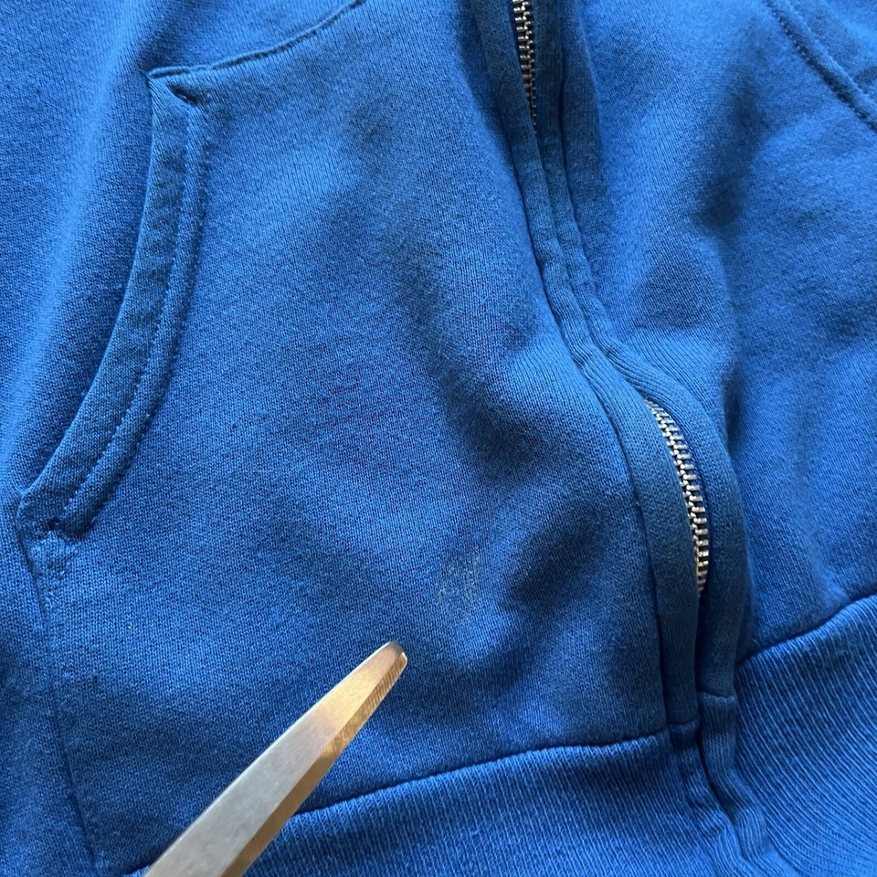 Винтажный 80-х Hanes с капюшоном куртки для взрослых XL пустой синий полный молнии синий - Изображение 3 из 4