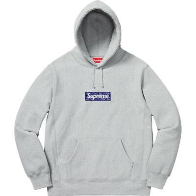 Supreme Bandana Box Logo Hooded Sweatshirt Heather Grey Large F/W