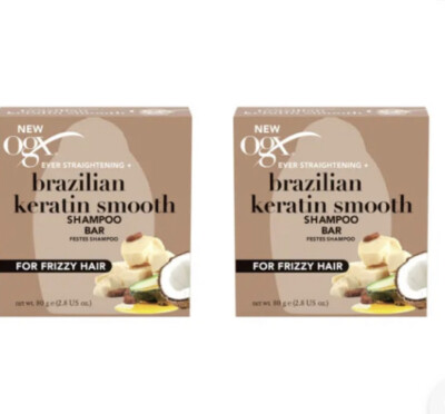 OGX brasilianisches Keratin glatte Shampoo-Bar 2x80g für krauses Haar.