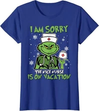 Sorry The Nice Nurse Is On Vacation Christmas Ladies' Crewneck T-Shirt