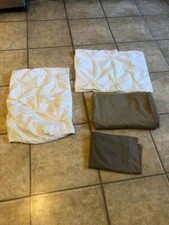 Full Size Duvet Comforter Cover  3 Shams Light Brown and White 