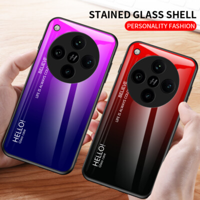 For OPPO Find X8 Pro, Fashion Gradient Back Glass Shell Soft Bumper Case Cover