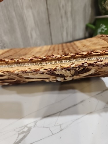 Vintage Retro Straw And Raffia Purse Neutral Browns Clean Very Pretty - Picture 6 of 6
