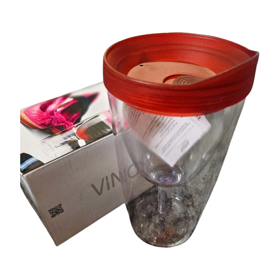 Vaso de vino acrílico Vino2Go 10 oz tapa roja nuevo en caja Wine to Go NUEVO/NUEVO EN CAJA Foto 2 de 2