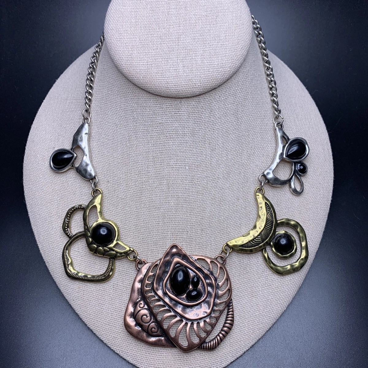 Metal bib necklace sale