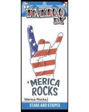 Tinsley Transfers Merica Rocks American Patriotic FX Temporary Tattoo