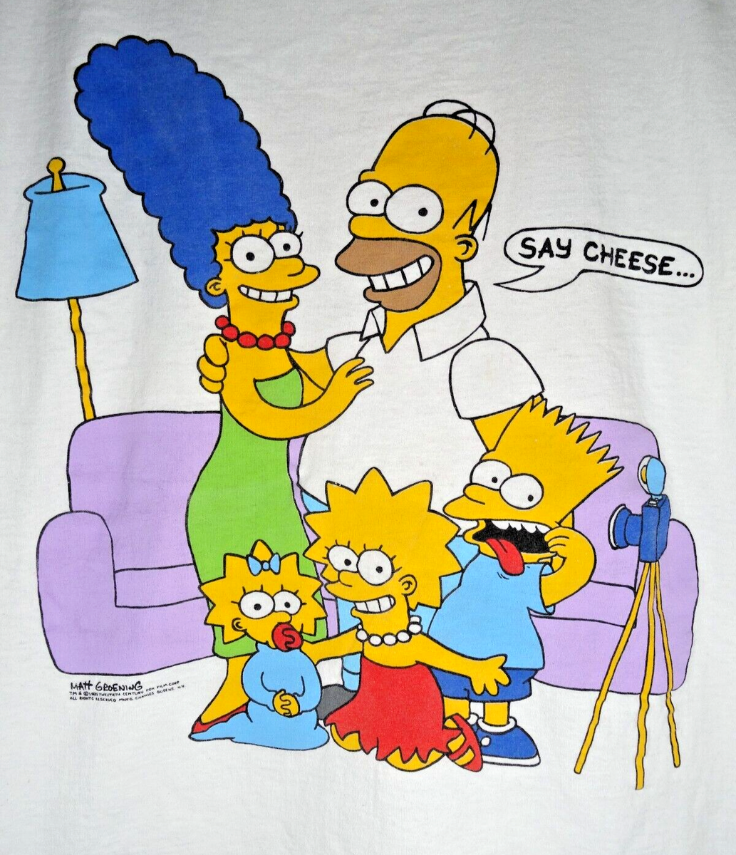 Vintage The Simpsons T Shirt Large 80s Single Stitch Double Side