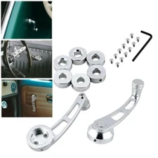 Aluminum Car Universal Chrome Billet Manual Door Window Winder Handle Crank Pair