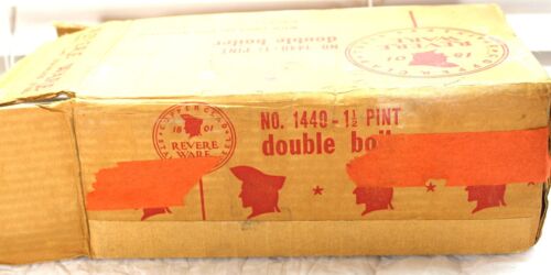 Rare NIB Revere Ware Pre-1968 1 Qt Saucepan Copper Bottom 1.5 Pint Double Boiler - Picture 13 of 18