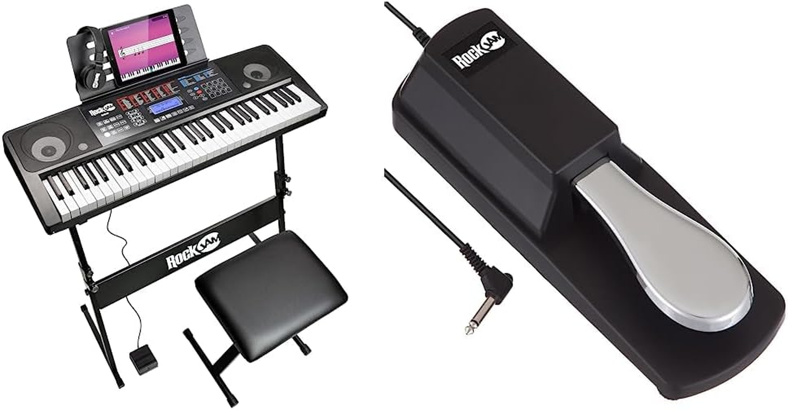 61 Key Touch Display Keyboard Piano Kit with Digital Piano Bench, Electric Piano