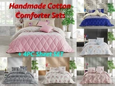 Cotton Blend Comforter Set + Sheet Set 9 PC - Handmade, Full, Queen, King 