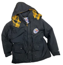 Vintage Logo Athletic Pittsburgh Steelers NFL Winter Coat Men's XL Hooded Rare