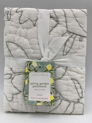 Pottery Barn Rebecca Atwood Spring Garden Patchwork Sham Standard White Gray #2E