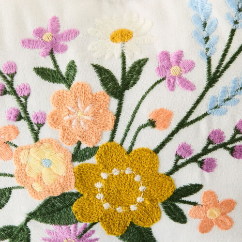 Easter Multicolor Embroidered Floral Bunny-Shaped Decorative Pillow - Picture 3 of 5