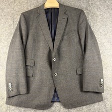 Brooks Brothers Custom Tailored Suit Wool Glen Plaid Suit Gray 46R Made in USA