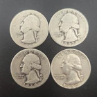 Lot of 4 Washington Silver Quarter Various Dates 1934d 1937 1938 1957