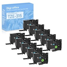 Compatible with Brother 10PK TZe-315 TZ-315 White on Black Label Tape 1900 1160