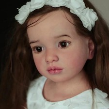 40in Big Reborn Doll Painted Kit Toddler Girl Long Hair Cloth Body Daughter Gift