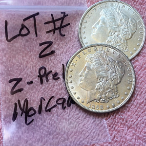 MORGAN SILVER DOLLAR COINS.  LOT OF 2 VERY NICE  PRE. 1921 LOT # 2