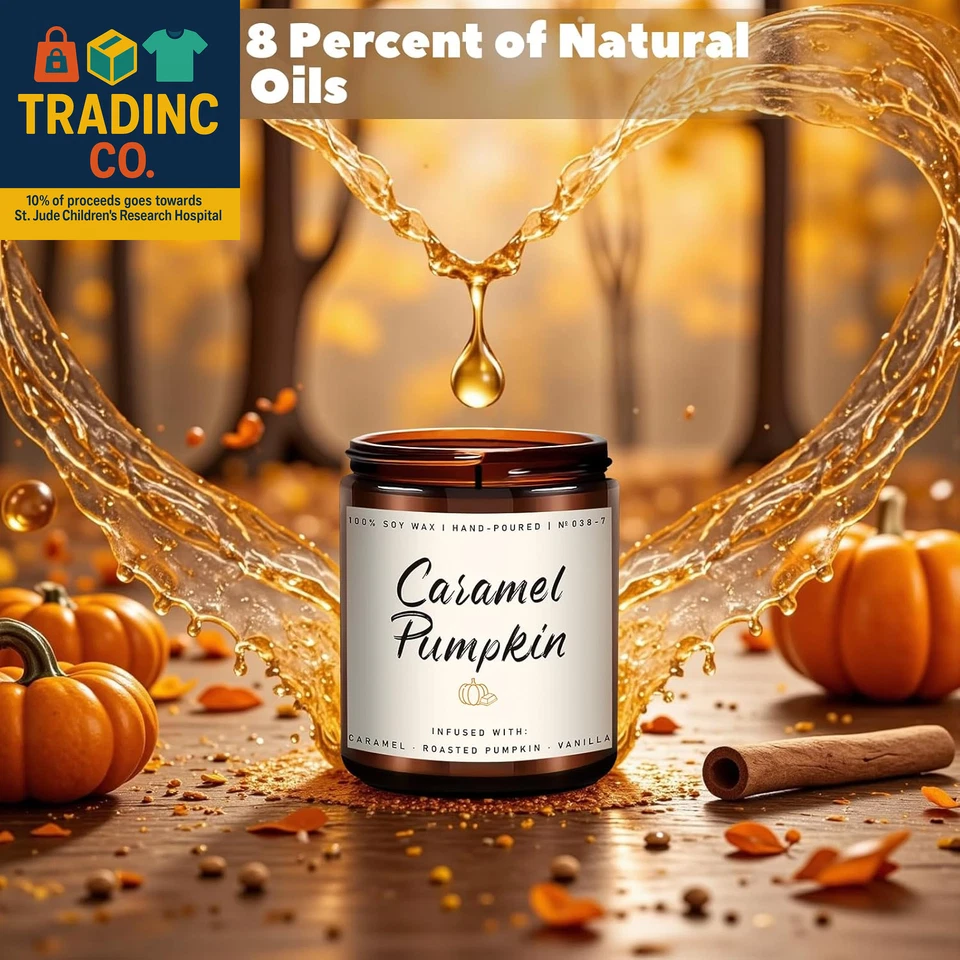 Fall Candle, Caramel Pumpkin Scented Candle – Fall Soy Candles for Home, Cozy Au - Image 3 of 4