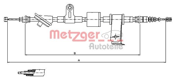 Hinten Rechts Metzger 12.0101 Seilzug, Feststellbremse FüR Alfa Romeo-image