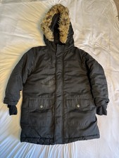 Cat And Jack Black Winter Coat Parka Youth Girls Boys Size Small Soft Fuzzy Warm