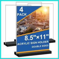 8.5x11 Acrylic Sign Holder Vertical Double-sided Tabletop Sign Holder with Bl...