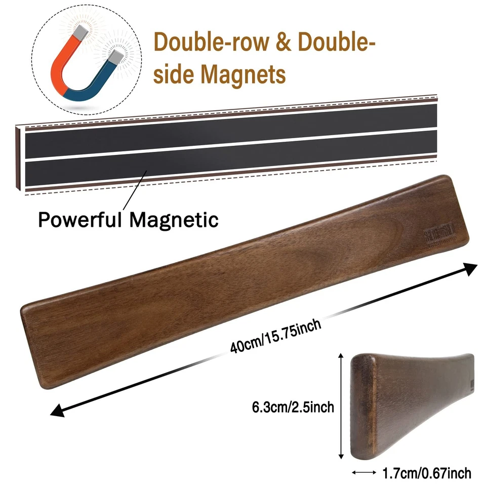HOSHANHO 16 Inch Magnetic Knife Strips Kitchen Magnetic Knife Holder for Wall - Image 2 of 4