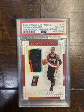 2016 National Treasures Damian Lillard Treas. Threads Prime /20 PSA 8 Blazers