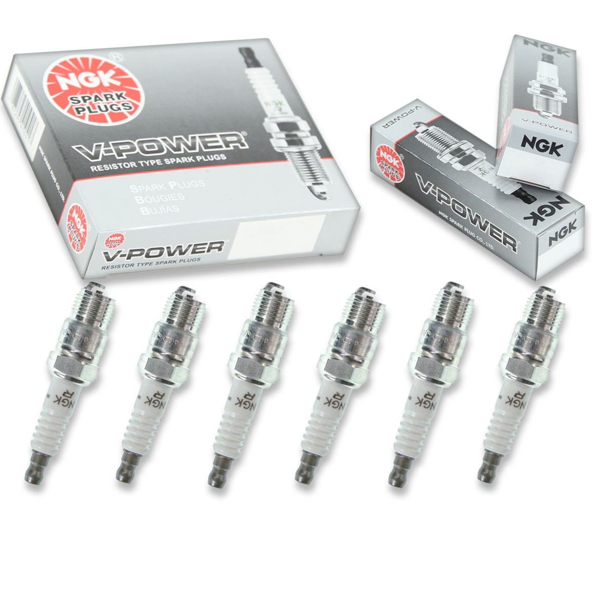 6 pcs NGK V-Power Spark Plugs for 1977-1986 Chevrolet K30 4.8L L6 - Engine we