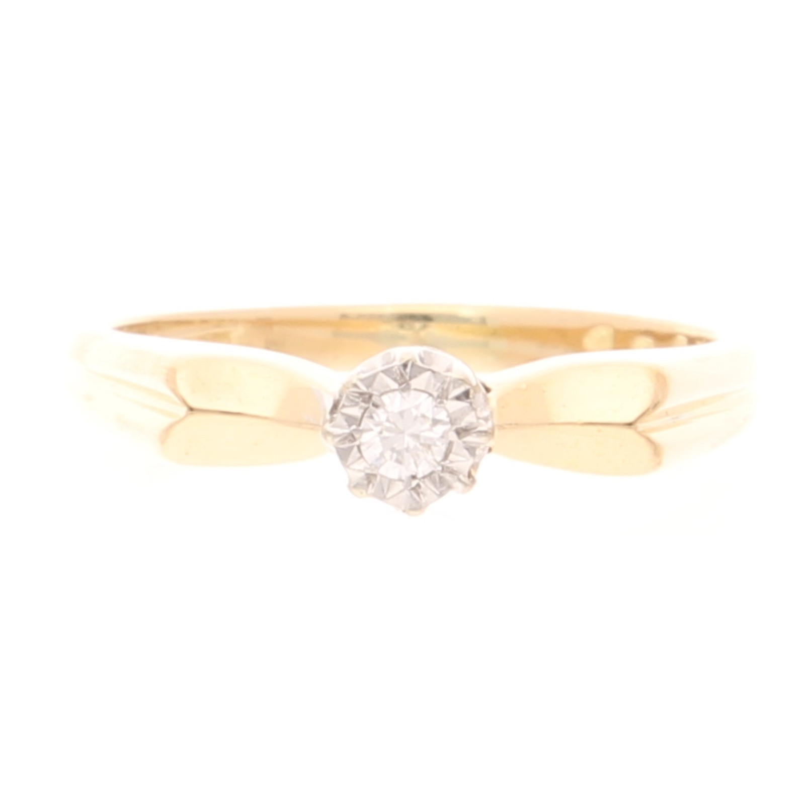 Vintage 18Carat Yellow Gold & Platinum 0.05ct Diamond Solitaire Ring (Size O)